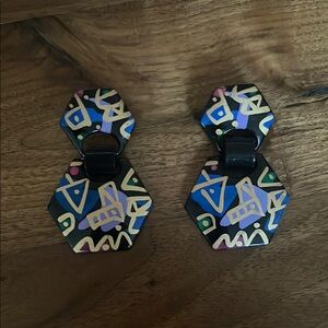 80s Geometric Multicolor Costume Earrings